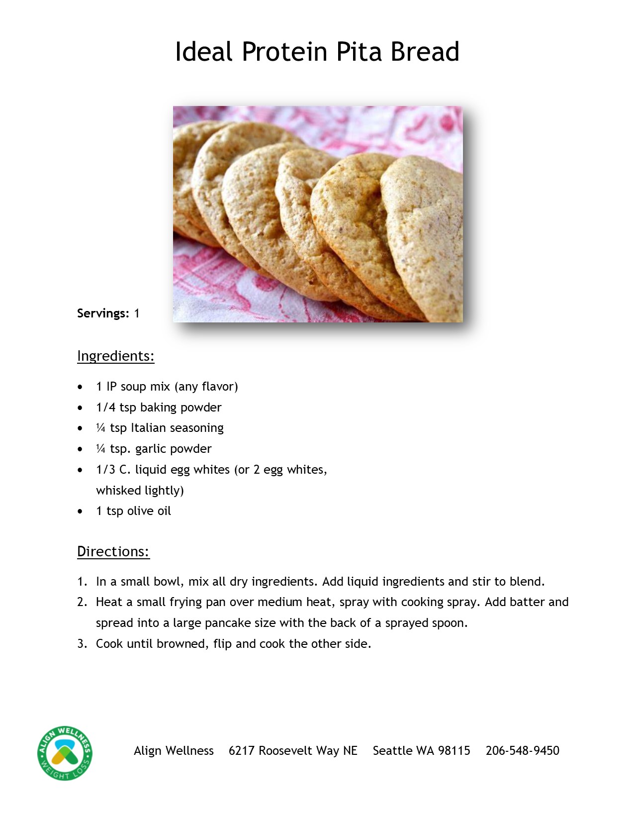 Ideal Protein Pita Bread Align Wellness Seattle